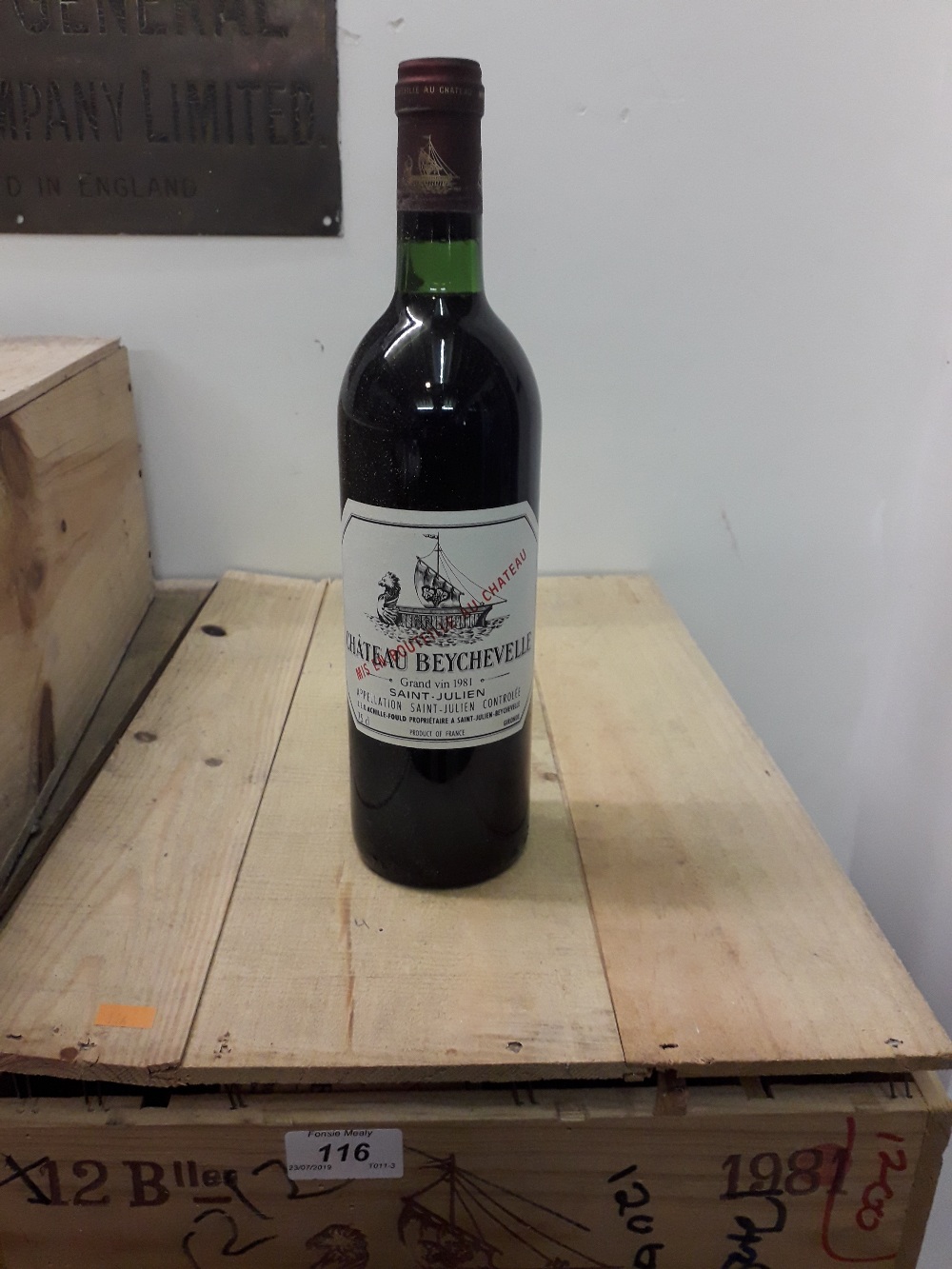 Bordeaux Red 1981 Ch. Beychevelle, one case.