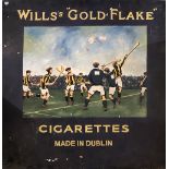 A large painted metal Advertising Sign, "Wills Gold Flake," Cigarettes Made in Ireland,