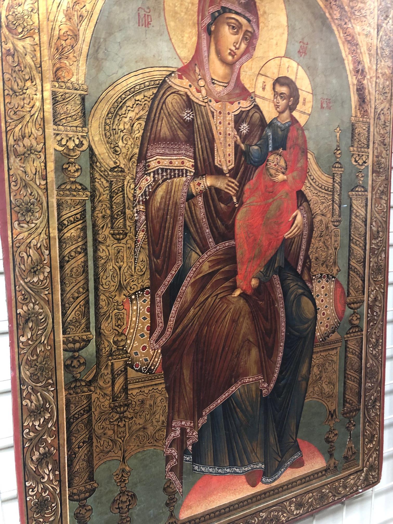 19th Century Russian School A pair of attractive and large 19th Century Russian Icons, - Image 6 of 12