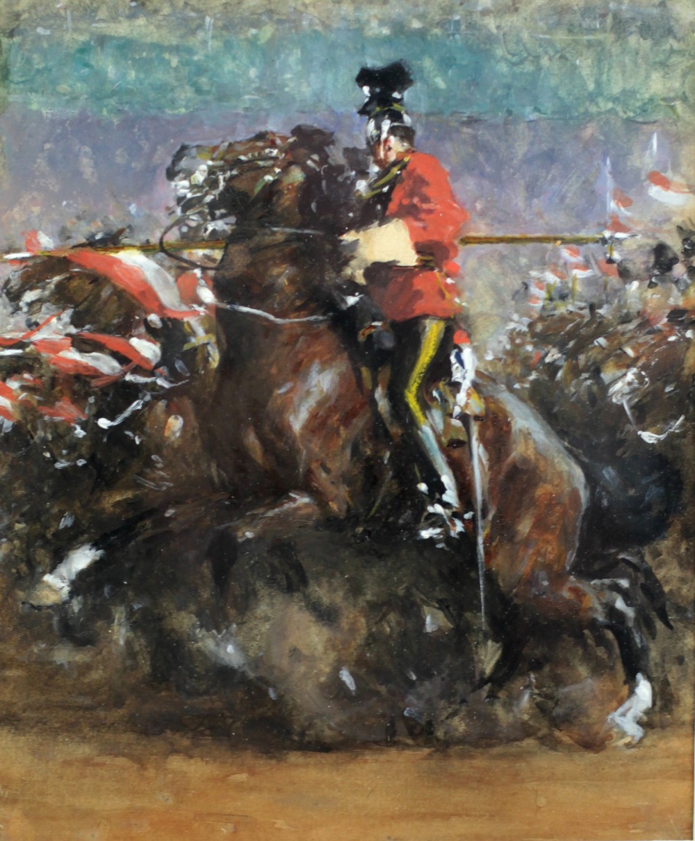 In the Manner of Gilbert Halliday - 20th Century British "Echelon Charge 7th Lancers Calvary