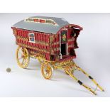 A painted Gypsy Caravan, by Noel Nutley, model maker, with fitted interior,