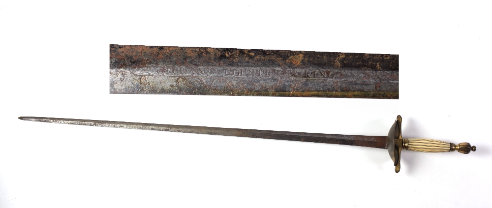 Three 19th Century Rapiers, engraved blades, varied handles, varied sizes.