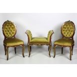 A pair of 19th Century French style kingswood and ormolu mounted Salon Chairs,