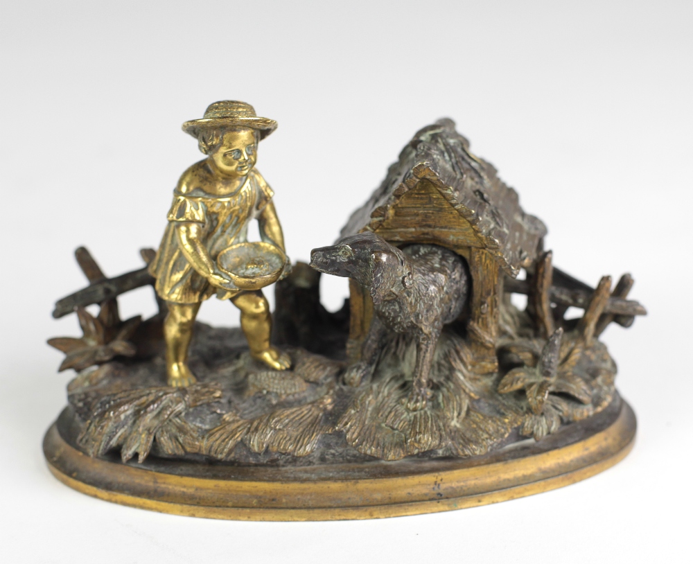 An attractive 19th Century bronze and ormolu Inkwell,