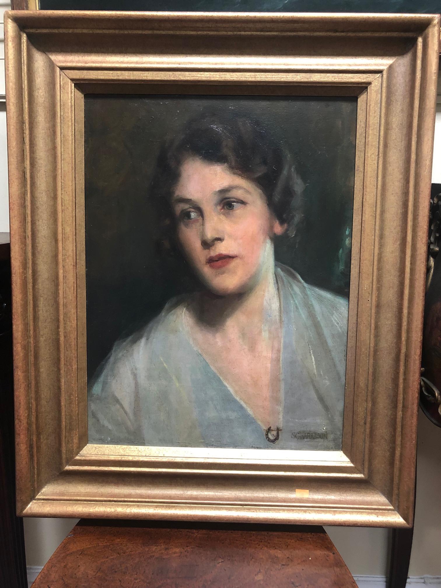 Sarah Cecilia Harrison, Irish (1863 - 1941) "Portrait of Emily McCord," O.O.C. - Image 2 of 7