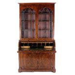 A fine quality Victorian mahogany cylindrical top Bureau Bookcase,