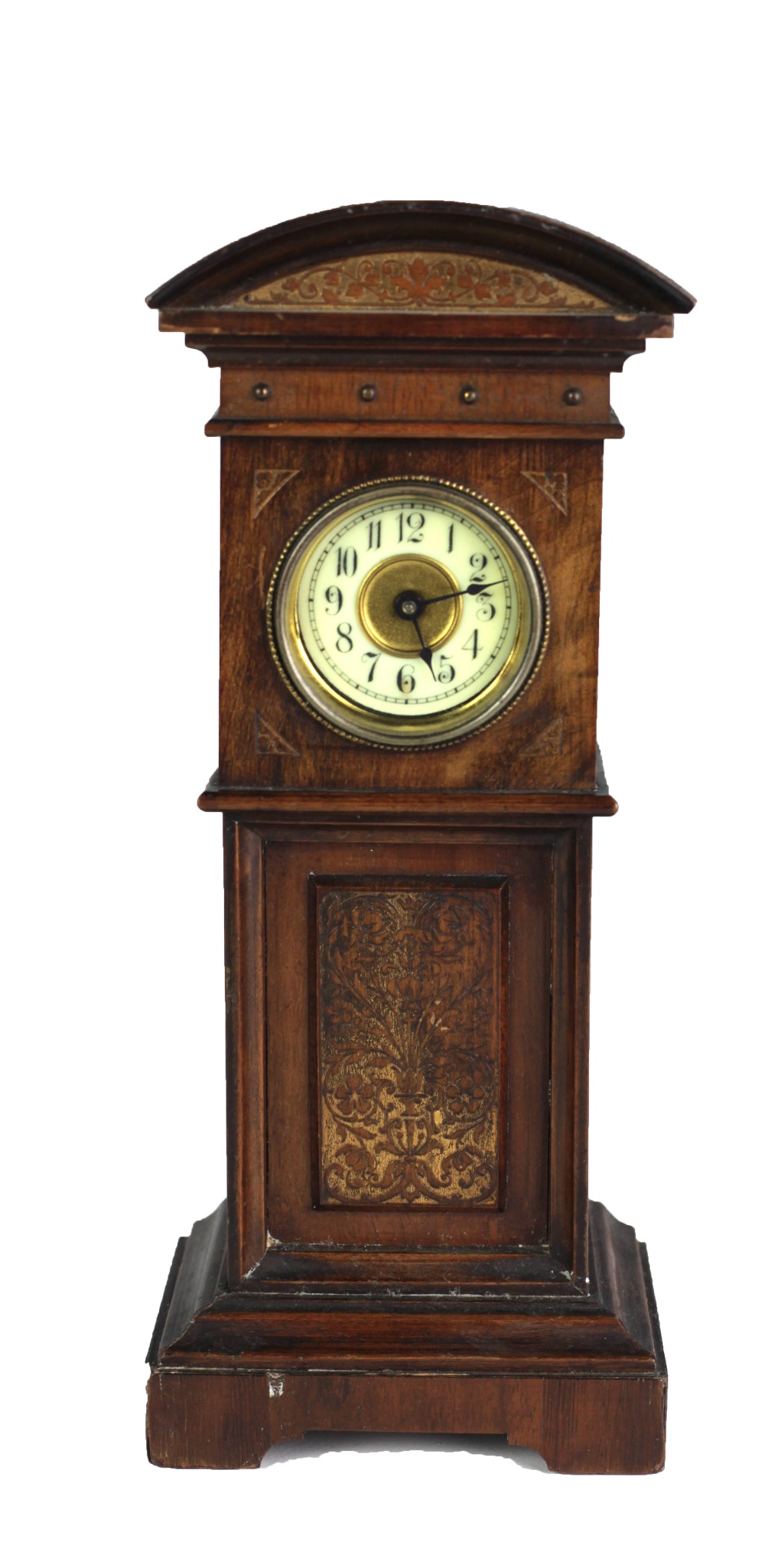 A miniature walnut and parcel gilt Longcase Clock,