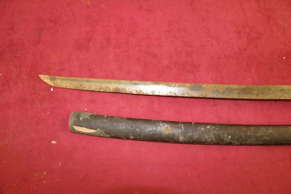 A Japanese Katana Sword, 25 1/2" blade (some rusting) plain metal tsuba, handle with brass mounts, - Image 13 of 16