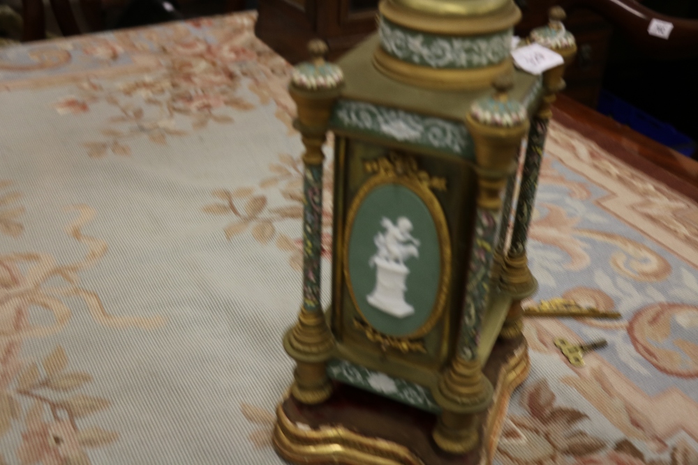 An attractive 19th Century ormolu Champleve and Jasperware design French Mantle Clock, - Image 5 of 7