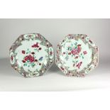 A pair of attractive 19th Century Chinese Famille Verte octagonal Dishes,