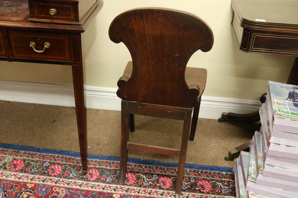 A set of 4 Irish William IV mahogany Hall Chairs, with shield shaped backs, decorative roundels, - Image 4 of 9