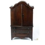 A Dutch mahogany miniature Apprentice dome top Cabinet,