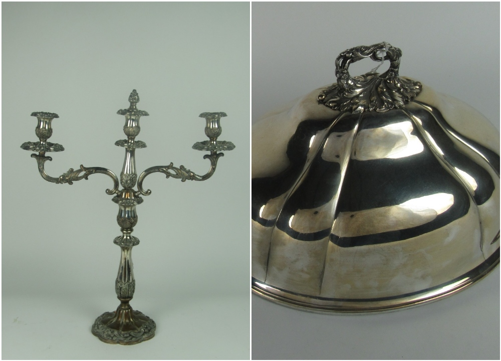 Two graduating 19th Century melon shaped plain silver plated Dish Covers;