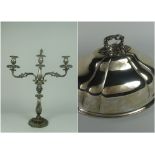 Two graduating 19th Century melon shaped plain silver plated Dish Covers;