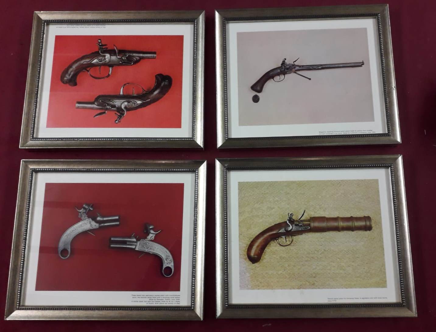 An attractive set of 4 coloured Prints, Antique Fire-Arms.