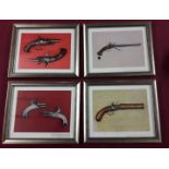 An attractive set of 4 coloured Prints, Antique Fire-Arms.
