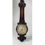 A carved oak Banjo Barometer / Thermometer, signed A. Franks.