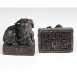 A Chinese bronze Seal, in the form of an elephant,