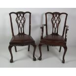 A set of 8 (6 + 2) Chippendale style mahogany Dining Chairs, (possibly by Hicks),