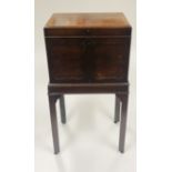 A Georgian period mahogany Cellaret on Stand, with lift top,
