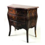 An attractive 19th Century French style bombé shaped and marquetry three drawer Commode,