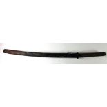A large 19th Century Japanese Katana Sword, with 29 1/4" blade, in leather covered wooden scabbard,