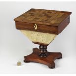 A William IV mahogany miniature Apprentice combined Games Table and Work Box,