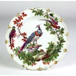 An 18th Century porcelain Chelsea Bird Plate, Gold Anchor period c.