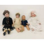 Dolls: Three varied Children's porcelain Dolls (German), in different attire (baby, young girl etc.
