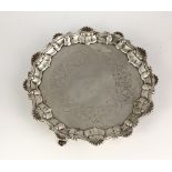 A late George II silver Card Tray or Salver, by Elias Cachart, London 1758,