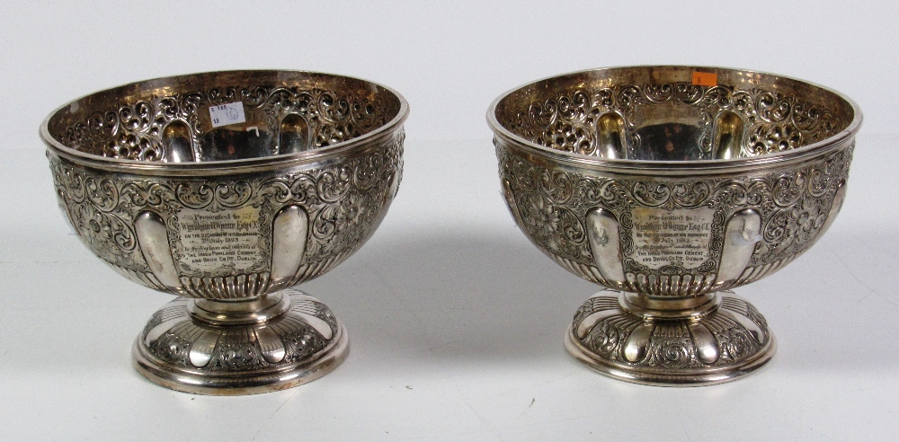 A pair of very heavy silver plated Presentation Bowls, by James Dixon & Sons, Sheffield, c.