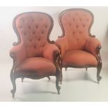 A pair of attractive Victorian mahogany framed Parlour Armchairs,