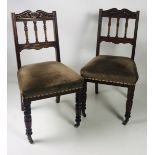 A set of 6 attractive carved Victorian walnut open back Dining Chairs,