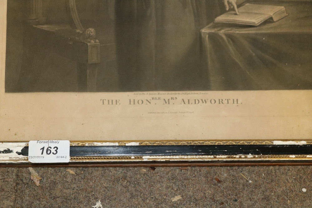 Co. Cork interest: "The Hon.ble Mrs. Aldworth," a fine mezzotint portrait, published by S. - Image 3 of 5
