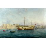 G.D. Esposito, Maltese School, 19th Century "H.M.S. Hibernia," O.O.C.