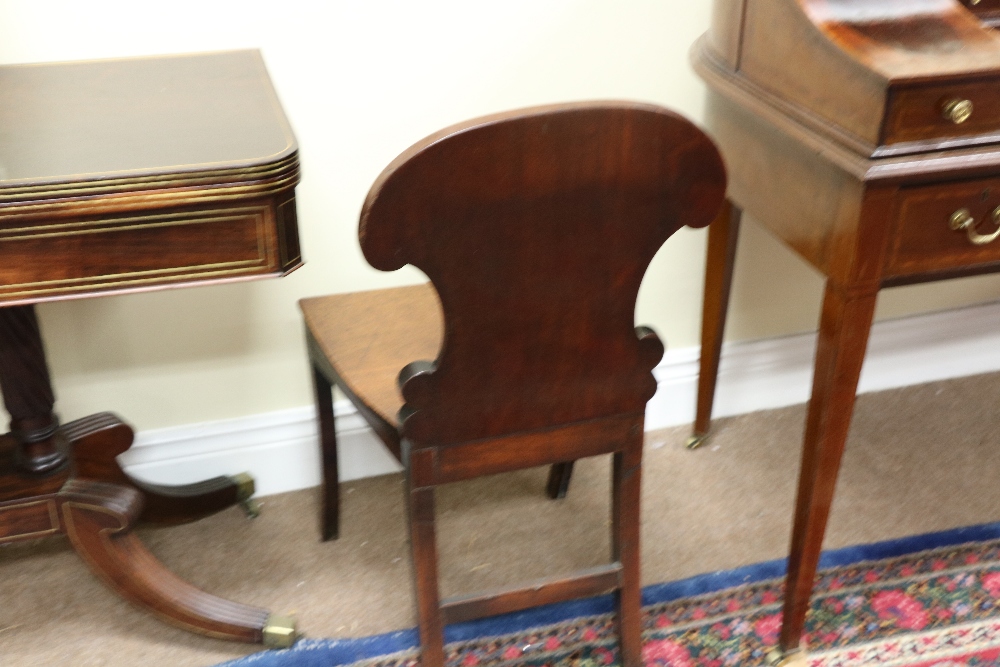 A set of 4 Irish William IV mahogany Hall Chairs, with shield shaped backs, decorative roundels, - Image 5 of 9