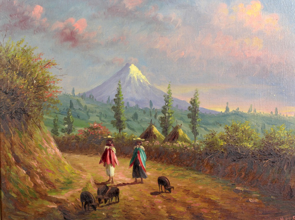 Hector Moncayo, Mexican (1895 - 1985) A pair of attractive Andean Scenes (Andes Mountains),