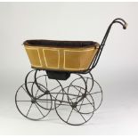 A 19th Century Child's Pushchair with leather inset, and a Child's Toy Pram c.