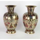 A pair of attractive Medieval style Middle Eastern brass tubular Vases,