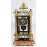 An attractive 19th Century ormolu Champleve and Jasperware design French Mantle Clock,