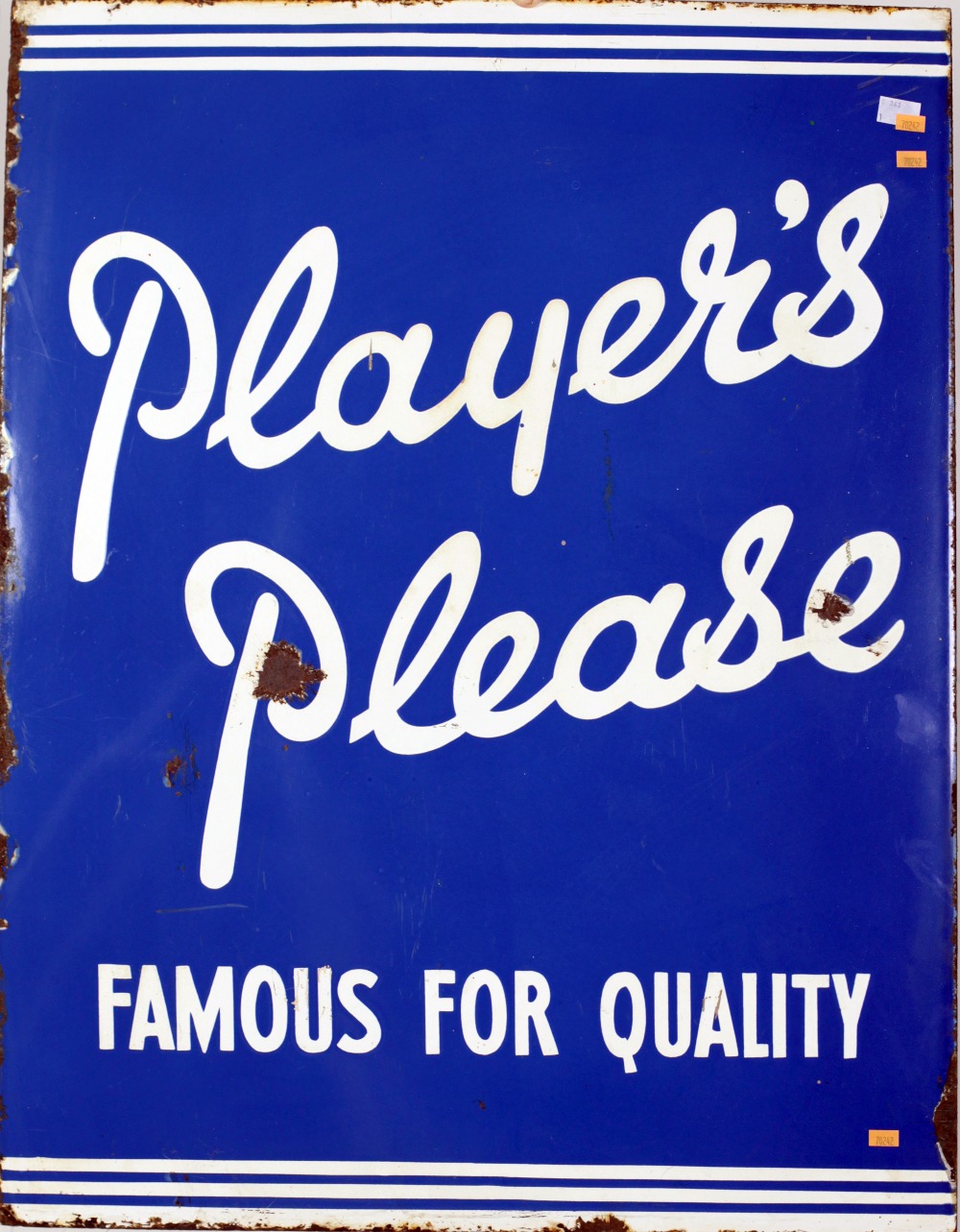 An early 20th Century enamel Shop Sign, "Players Please - Famous for Quality," approx.