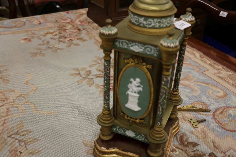 An attractive 19th Century ormolu Champleve and Jasperware design French Mantle Clock, - Image 4 of 7