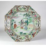 A large 19th Century Chinese Famille Verte octagonal Platter,