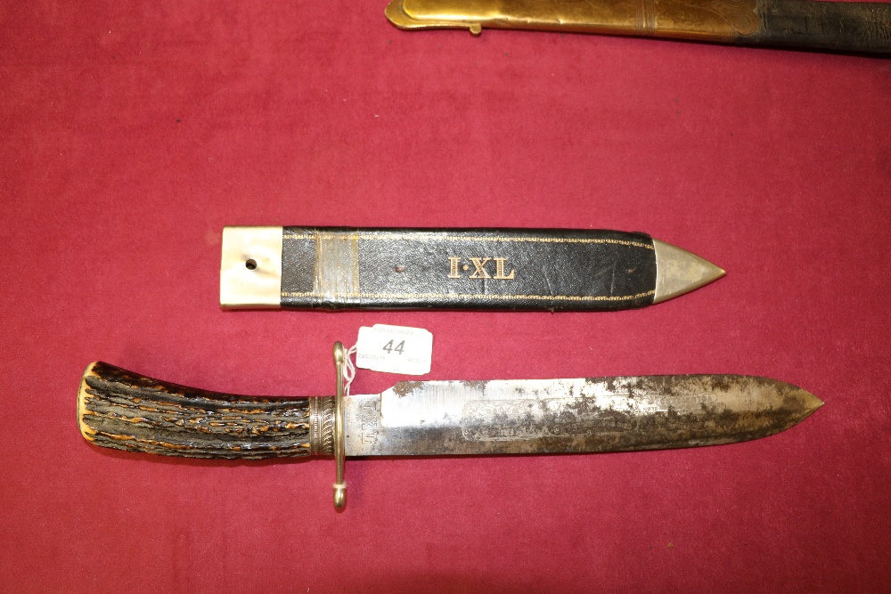 A very rare large mid-19th Century George Wostenholm Bowie Knife, with profusely engraved 10" blade, - Image 4 of 7