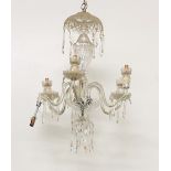 A two tier 6 branch Waterford glass Chandelier, with drops.