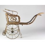 A wicker work Child's carriage type Pram, a wicker work Child's Toy Pram,