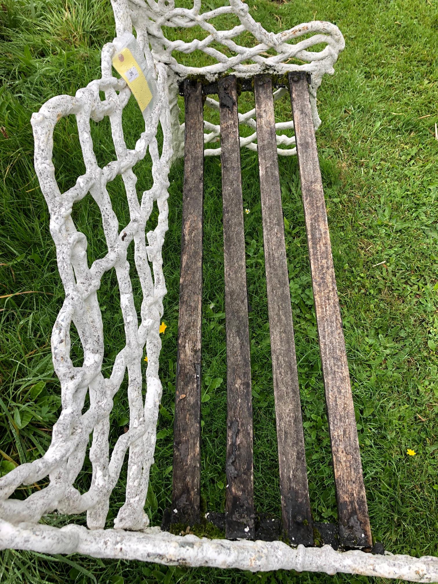 A Victorian period Gothic style cast iron Garden Bench, modelled as interwoven branches, - Image 8 of 9
