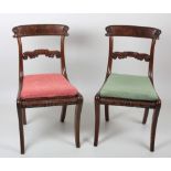 A good pair of Regency carved and figured mahogany Dining / Bedroom Chairs,