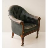 A very good quality William IV carved mahogany tub type Library Armchair,