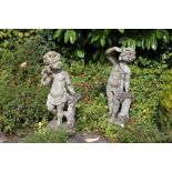 Two Victorian style composition Statues of young Children,